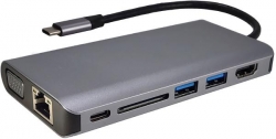 Shintaro Usb-C Travel Display Hub  (Usb-C To Hdmi/Vga 2 X Usb 3.0 1 X Usb-C Pd3.0 Sd/Micro Sd Card Reader Rj45 Gigabit Ethernet Adapter)  Sh-Usbctdhub