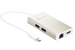 J5create Jca374 Usb-c Type-c Multi Adapter - (usb-c To 2 X Usb 3.0 Gigabit Ethernet Port Hdmi)