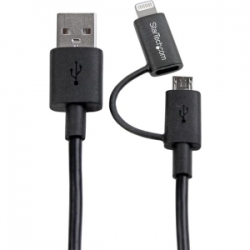 Startech 1m 3 Ft Black Apple 8-pin Lightning Connector Or Micro Usb To Usb Combo Cable For Iphone