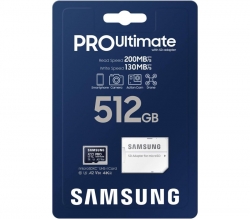 Samsung 512GB Pro Ultimate Micro SDXC Card with Adapter MB-MY512SA, Up to 200 MB/s, Class 10, U3, V30, A2