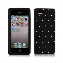 Silicone Case With Diamond Decoration For Iphone 5 Black Mobacc5911sild5