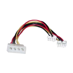 8Ware Molex Power Splitter Cable 20cm 2x3.5' To 1x5.25' Female To Male RC-5039