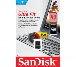 SanDisk 64GB CZ430 Ultra Fit USB 3.1 Flash, Compact Plug & Stay SDCZ430-064G