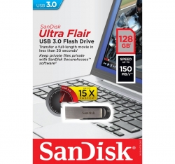 Sandisk 128gb Cz73 Ultra Flair Usb 3.0 Flash Drive Up To 150mb/s Sdcz73-128g