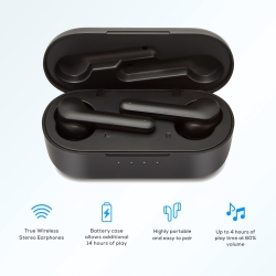 Mbeat E2 True Wireless Earphones - Up To 4Hr Play Time 14Hr Charge Case Easy Pair Mb-Tws-E2