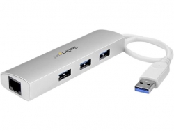 Startech 3 Port Portable Usb 3.0 Hub Plus Gigabit Ethernet - Aluminum And Compact Usb Hub With