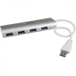 Startech 4 Port Portable Usb 3.0 Hub With Built-in Cable - Aluminum And Compact Usb Hub - Silver