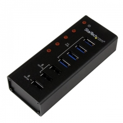 Startech 4 Port Powered Usb 3.0 Hub With 3 Dedicated Usb Charging Ports (2 X 1a & 1 X 2a) Wall Mountable ST4300U3C3