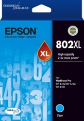 Epson 802xl Cyan Ink Durabrite - Wf-4720 Wf-4740; Wf-4745 C13t356292