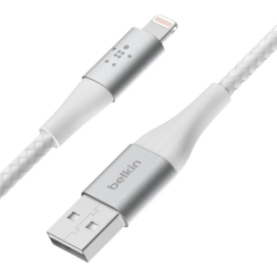 BELKIN 2M USB-A TO LIGHTNING CHARGE/SYNC CABLE, BRAIDED - WHITE (Caa002Bt2Mwh)