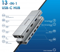 Wavlink Triple Display USB-C Docking Station, 2x HDMI, Display Port, Lan, 87W PD, 3.5mm Audio
