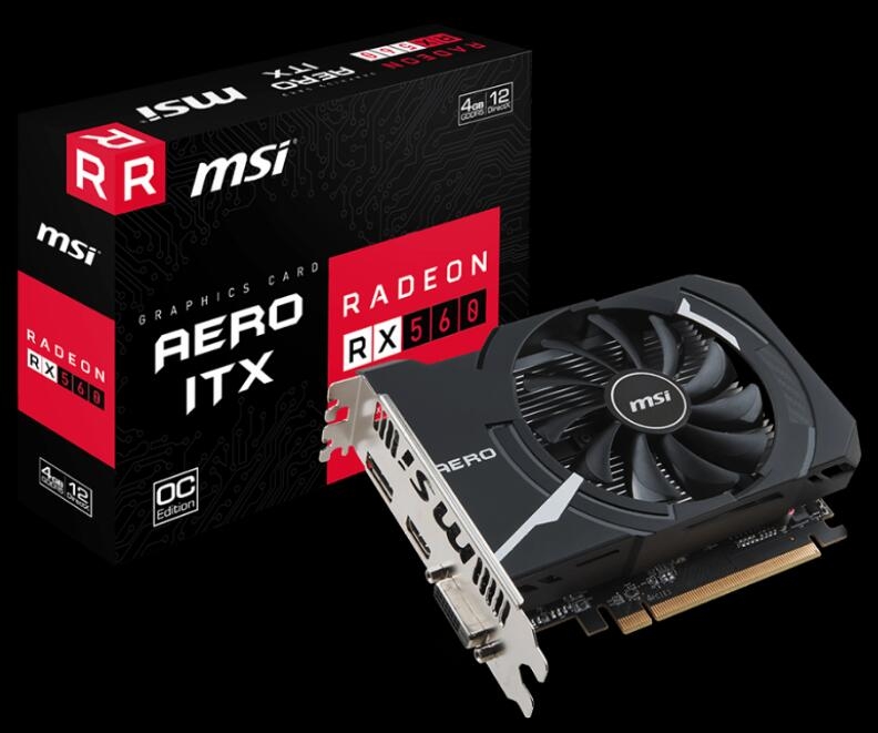 MSI RADEON RX 560 DIRECTX 12 RX 560 AERO ITX 4G OC 4GB 128-BIT GDDR5