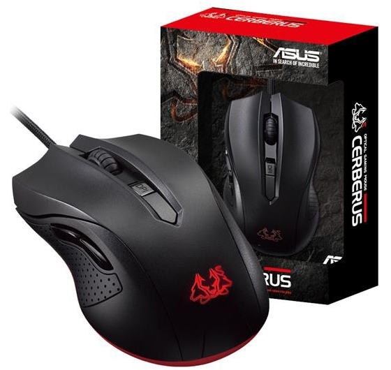 Asus Cerberus Ambidextrous Optical Gaming Mouse With Four Stage Dpi Switch And Led Indicator