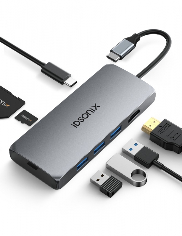 Idsonix IDSONIX 7 IN 1 MULTIFUNCTIONAL DOCK HDMI, USB3.0, PD, SD CARD - GREY ...