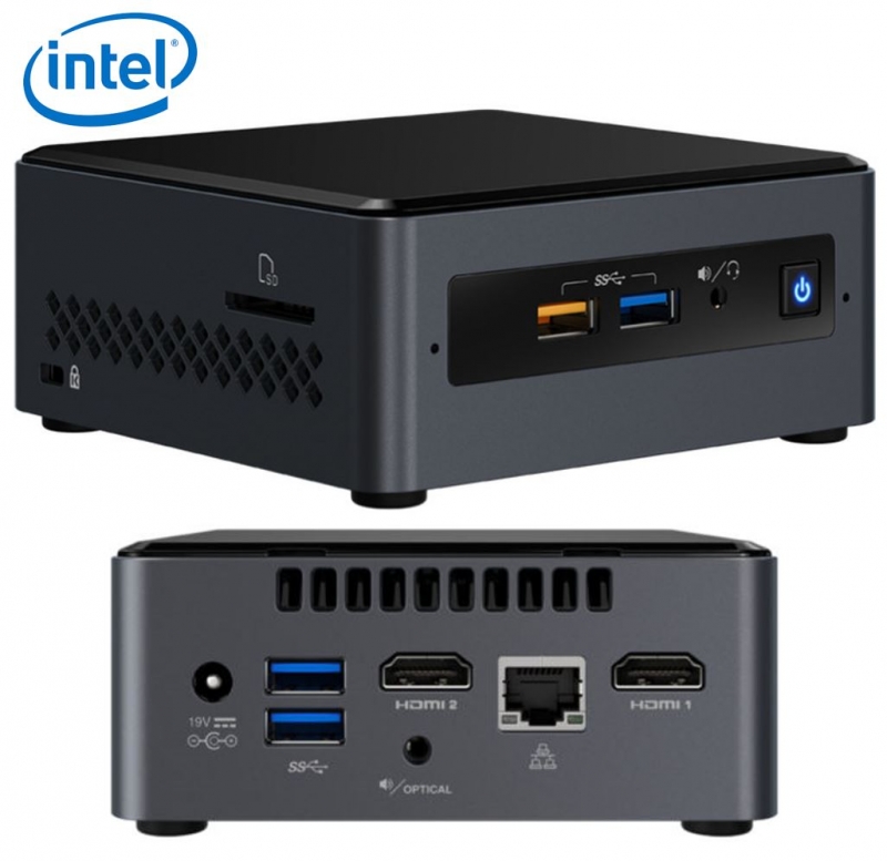 Intel NUC J5005 2 8GHz 2xDDR4 SODIMM 2 5 HDD SSD 2xHDMI 2xDisplays GbE 
