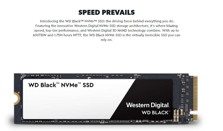 Western Digital Black 500Gb 3D Nand Nvme 2280 Ssd Wds500G2X0C