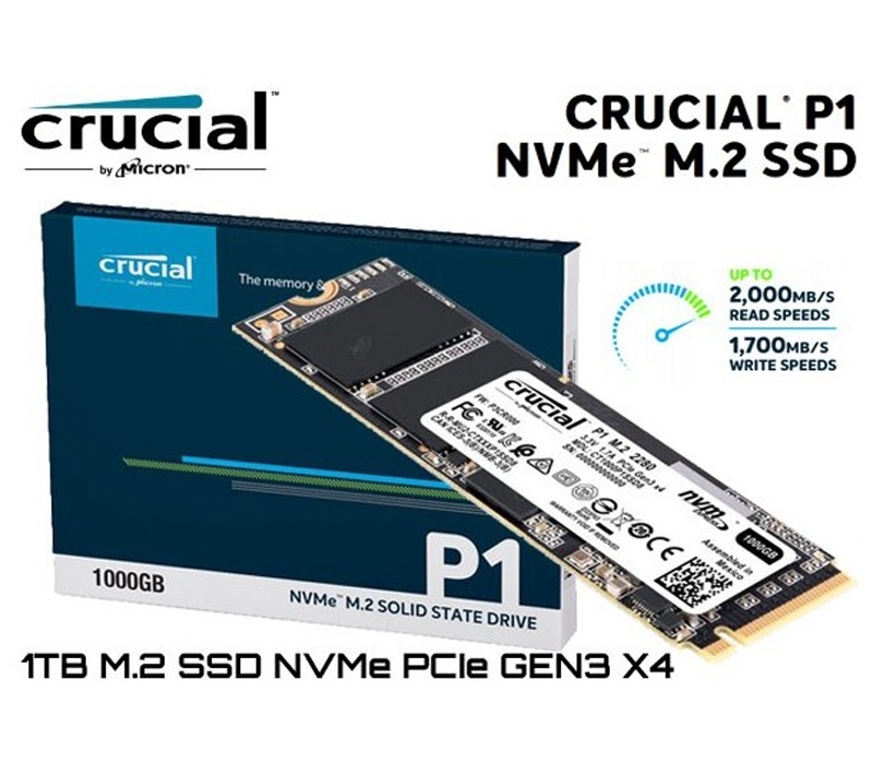 Crucial P1 1TB 3D NAND NVMe PCIe Internal SSD, up to 2000MB/s - CT1000P1SSD8