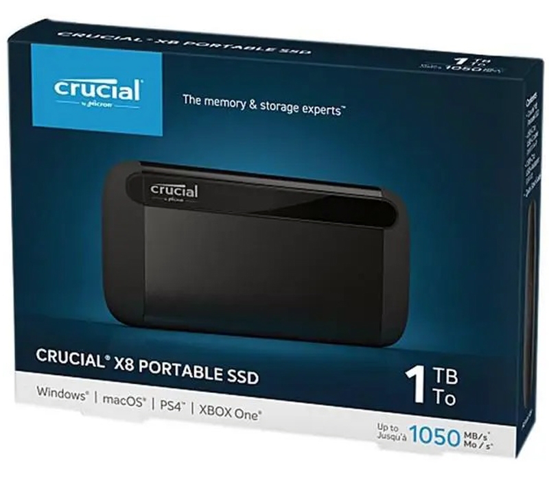 CRUCIAL - Disque SSD externe - X8 Portable - 1To - USB-C 3.1 (CT1000X8SSD9)