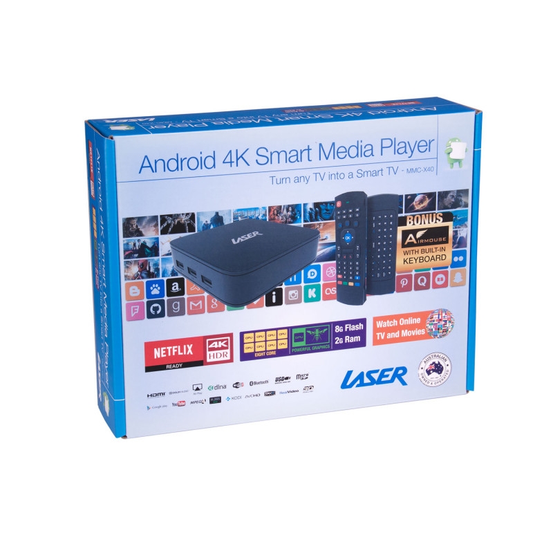 laser octa core android smart media player uhd hdr 4k2k mmc x40