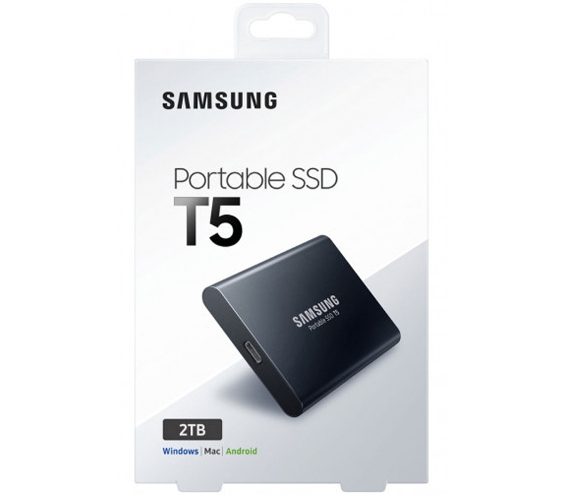 Samsung 2TB T5 Portable SSD Deep Black USB3.1 Type-C Up To 540MB/s  Aluminium Case Password Security MU-PA2T0B/WW