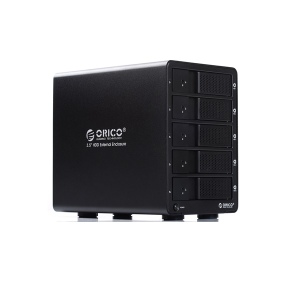 Orico Black Five Bay 3.5" USB3 External Hard Drive Enclosure With RAID ORC9558RU3BK