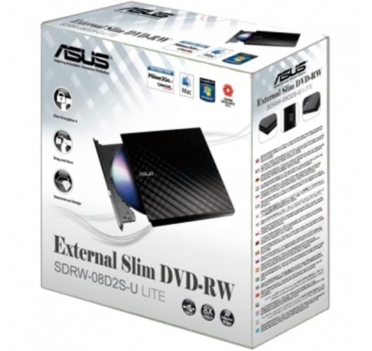 Asus Sdrw 08d2s U Lite Portable External Slim Usb 8x Dvd Writer Windows Mac