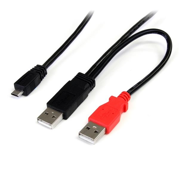 Startech 1 Ft Usb Y Cable For External Hard Drive - Dual Usb A To Micro