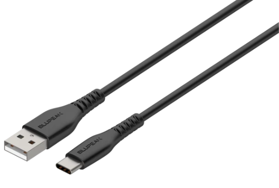 BLUPEAK 2.5M USB-C TO USB-A CHARGE/SYNC CABLE - BLACK (LIFETIME WARRANTY)