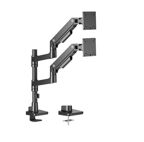 Brateck LDT81-C024P-B NOTEWORTHY POLE-MOUNTED HEAVY-DUTY GAS SPRING DUAL MONITOR ARM Fit Most 17"-49" Monitor Fine Texture Black(new) LDT81-C024P-B LDT81-C024P-B
