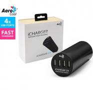 Aerocool iCharger D4 4-Port Smart Office USB 2.4A Fast Charger, 6A 30W, Fits Grommet, Clears Cable Clutter