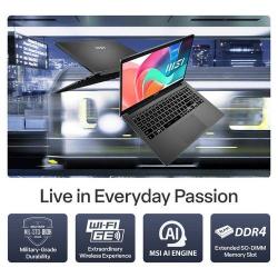 Msi Modern 15 F1MG - 15.6in FHD IPS - Intel Core 5 120U - 16GB8GBx2 RAM DDR4 -512GB NVMe SSD - WiFi 6E AX211 - 3cell 456.Whr -Platinum Gray - Windows 11 Pro - 1 Year Warranty MODERN 15 F1MG-217AU