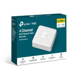TP-Link VIGI NVR1104H-4P 4 Channel PoE+ Network Video Recorder, 24/7 Continuous Recording, 4K HDMI Video Output & 16MP Decoding Capacity (LD) VIGI NVR1104H-4P