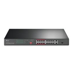 TP-Link TL-SL1218P | 16 Port 10/100Mbps + 2 Port Gigabit Rackmount Switch with 16 Port PoE+ - 006.008.0159