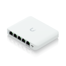 Ubiquiti | USW-Flex-2.5G-5 | UniFi Compact 5 Port Gigabit Desktop Switch, 4 x 2.5 GbE ports, 1 x 2.5 GbE PoE input port for power - UB.USW.FLEX.2.5G5