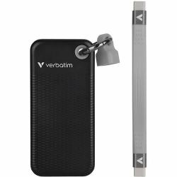 Verbatim Pocket 1 TB Portable Rugged Solid State Drive - M.2 External - Black, Grey - Desktop PC, Notebook Device Supported - USB 3.2 (Gen 2) Type C - 1000 MB/s Maximum Read Transfer Rate 32190