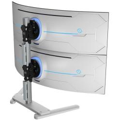Atdec AWMS-2-BT75-FS-S super heavy duty dual mount on freestanding foot - for monitors each to 25kg (55lb) flat and 18kg (40lb) curved - Silver AWMS-2-BT75-FS-S