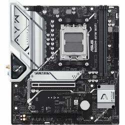 Asus AMD B650 Micro-ATX motherboard with DDR5 PCIe 5.0 M.2 support HDMI Realtek 2.5Gb Ethernet Wi-Fi 6 rear USB 10Gbps ports front USB 5Gbps Type-C SATA 6 Gbps Two-Way AI Noise Cancelation Aura Sync B650M-AYW WIFI