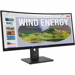 Lenovo ThinkVision T34WD-40 34inch WQHD monitor VA 3440x1440 21:9 1500R Curvature Anti-Glare DP HDMI USB-C DP 1.4 Alt Mode 4x USB 3.2 USB-C Power Delivery up to 75W Integrated Speaker Tilt Swivel Height adju 64AEGAR1AU