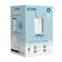 D-Link Eagle PRO AI AX1500 Mesh Wi-Fi Range Extender E15, WiFi 6, MU-MIMO, WPA3, Gigabit, Smart LED