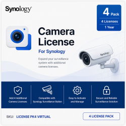 Synology Camera License For Synology 4 Pack (Individual License Email) License PK4 Virtual