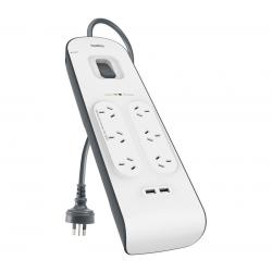 Belkin 6-Outlet Surge Protection Strip with 2x 2.4 Amp USB Ports BSV604AU2M