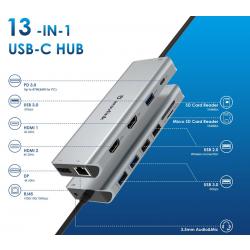 Wavlink Triple Display USB-C Docking Station, 2x HDMI, Display Port, Lan, 87W PD, 3.5mm Audio