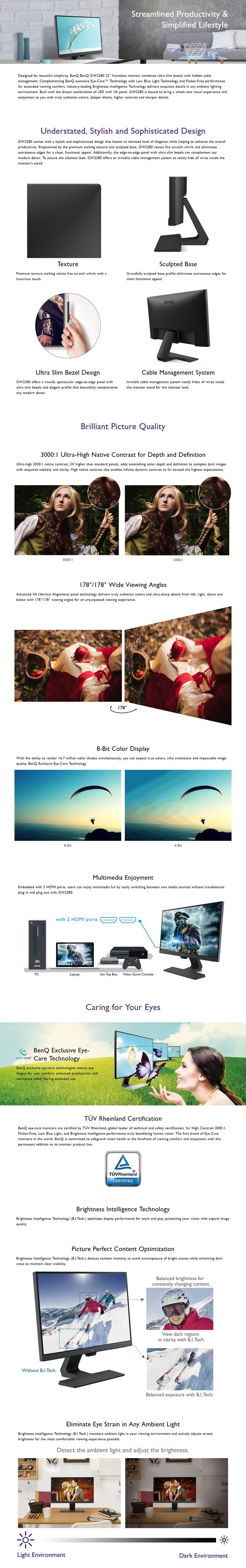 BENQ Gw2280 21.5In Va EyeCare Monitor W Gw2280