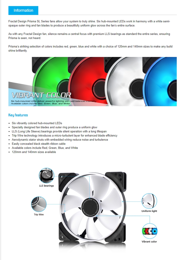 Fractal Design Case Fan Prisma Sl 14 White Fd Fan Pri Sl14 Wt