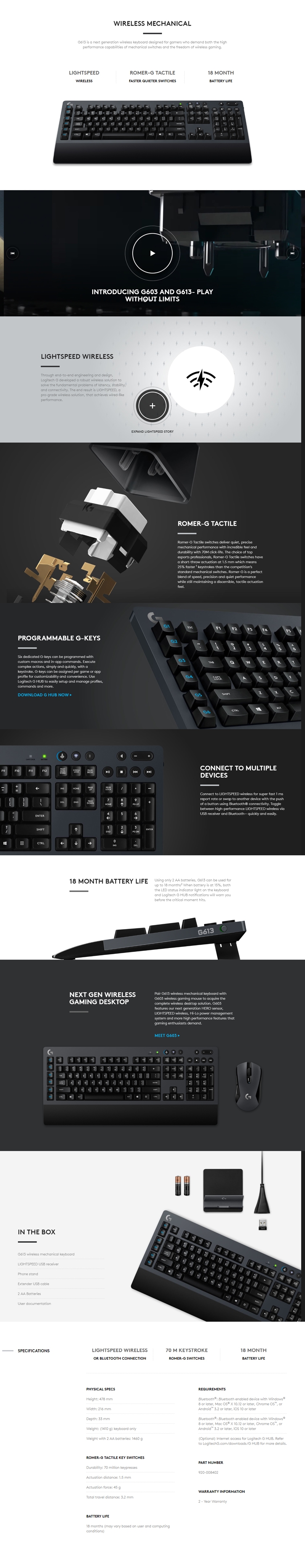 Logitech G613 Wireless Mechanical Gaming Keyboard-2 920-008402