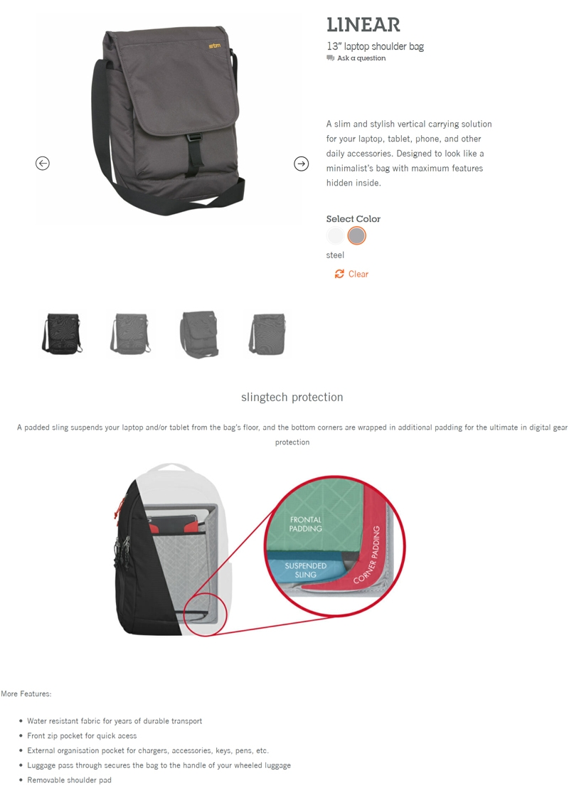 stm-112-116M-01 Black STM Linear Shoulder Bag for 13 Laptop & Tablet 