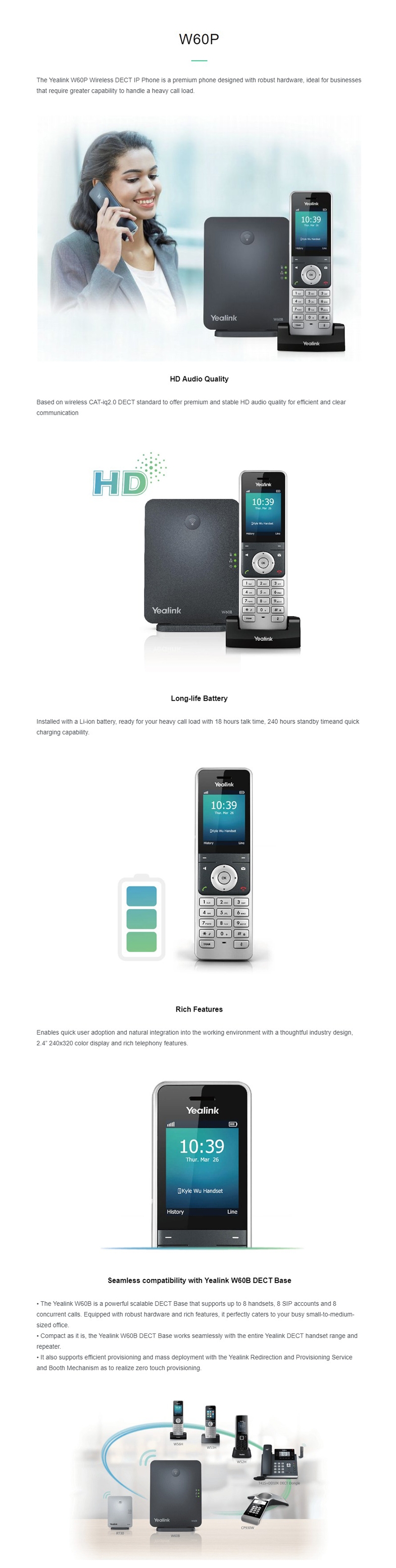 Yealink W60b - Wireless Dect Solution Including W60b Base Station W60b