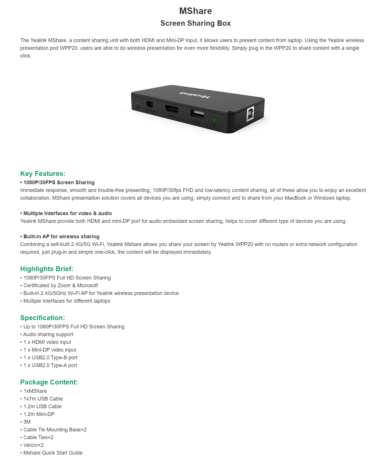 Product information