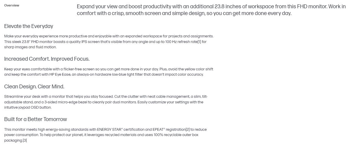 Product information
