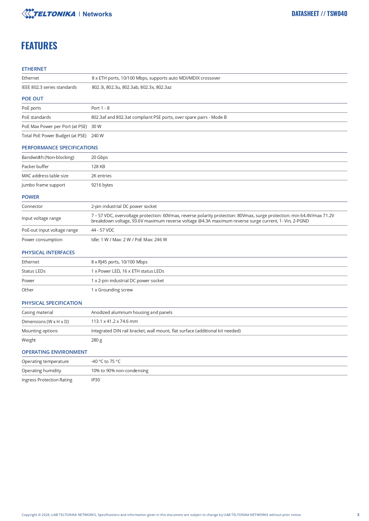 Product information